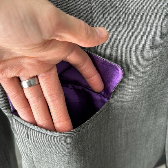 LUXURY Athletic Fit Suit Jacket | Grey Sharkskin | 38R - Picture 6 of 10